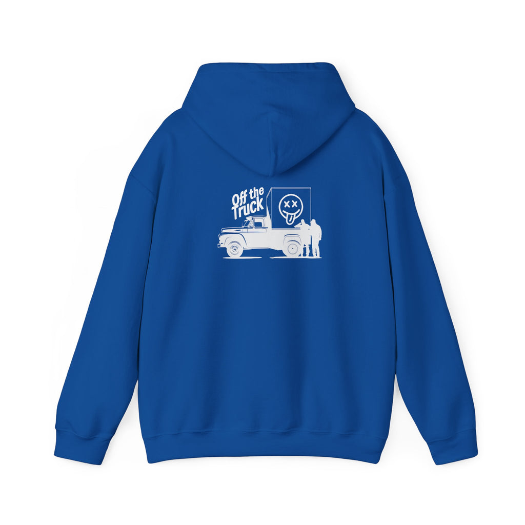 Off The Truck Hoodie — Retro Truck & Mr.Smiley Graphic Hooded Sweatshirt For the adults who hear the words… and wear the reaction.