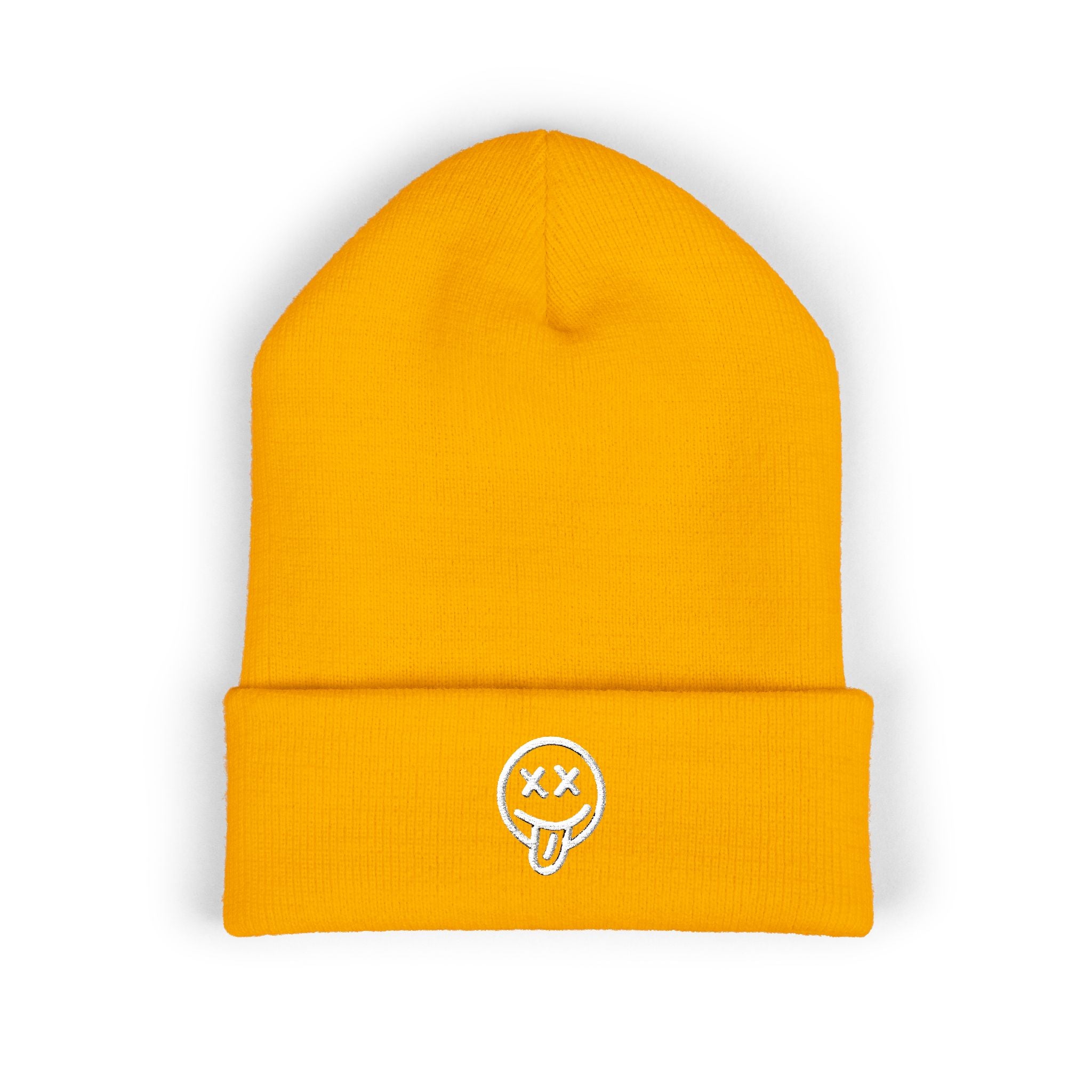 Embroidered Mr. Smiley Cuffed Beanie — Cozy Winter Knit Hat