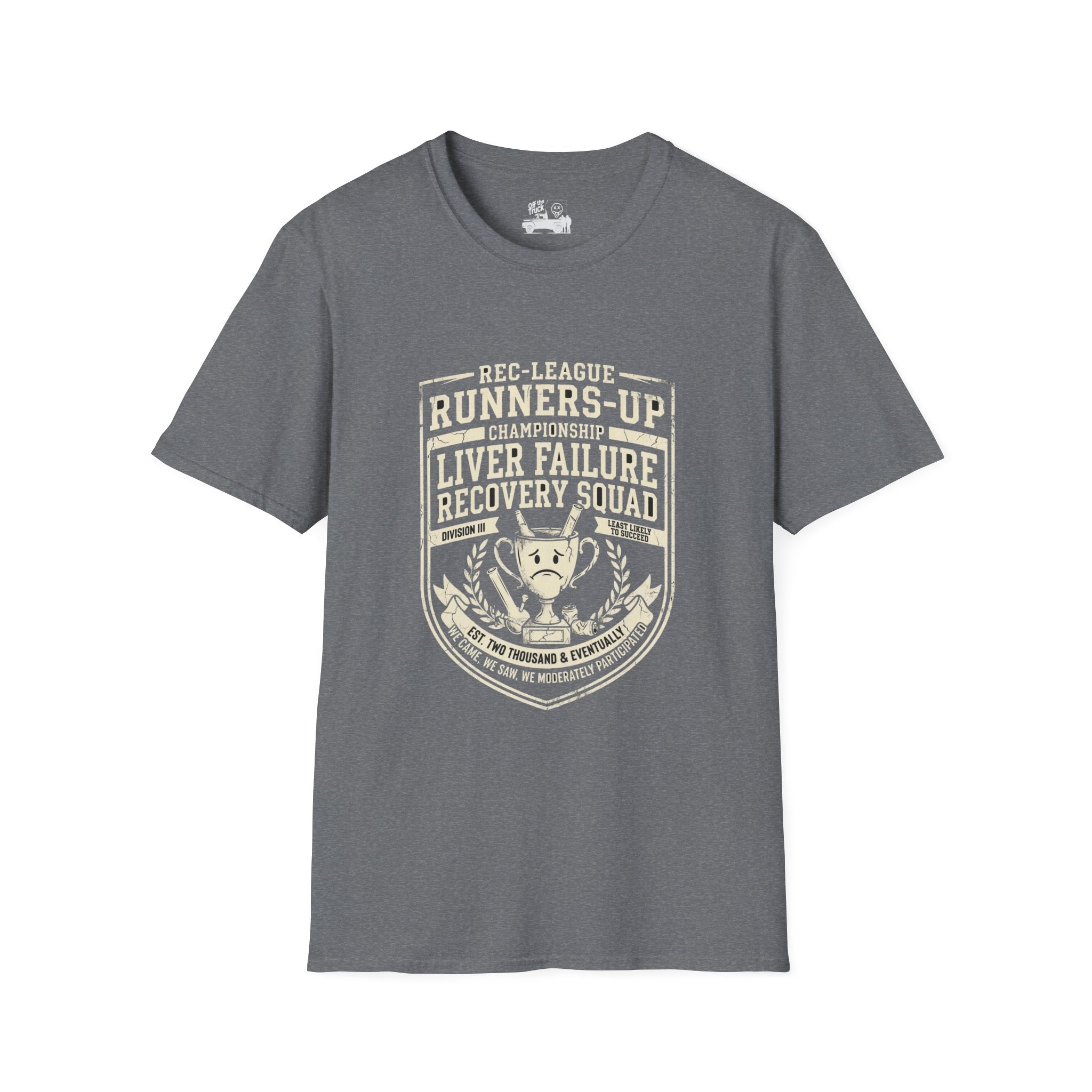 Liver Failure Recovery Squad Rec-League Tee - Graphite Heather - front