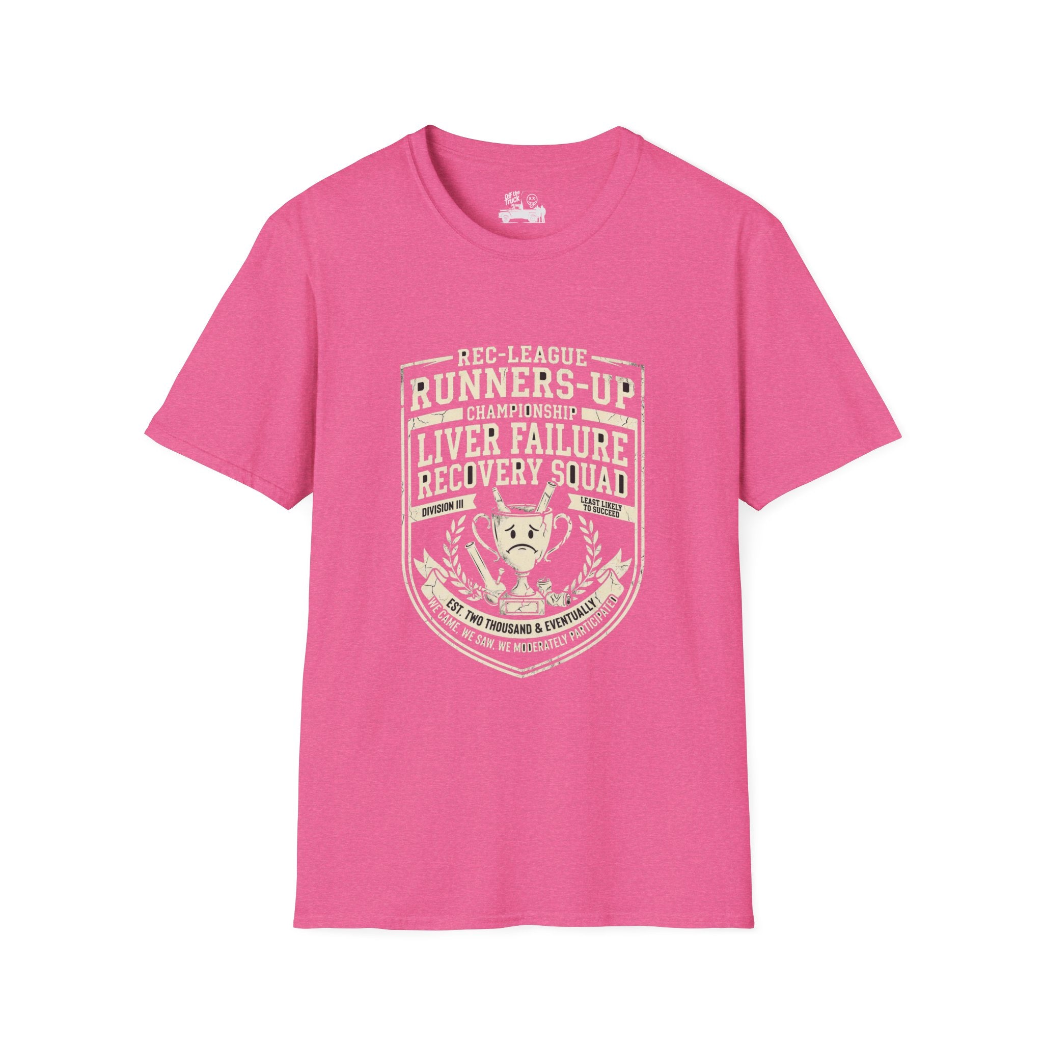 Liver Failure Recovery Squad Rec-League Tee - Heather Heliconia - front