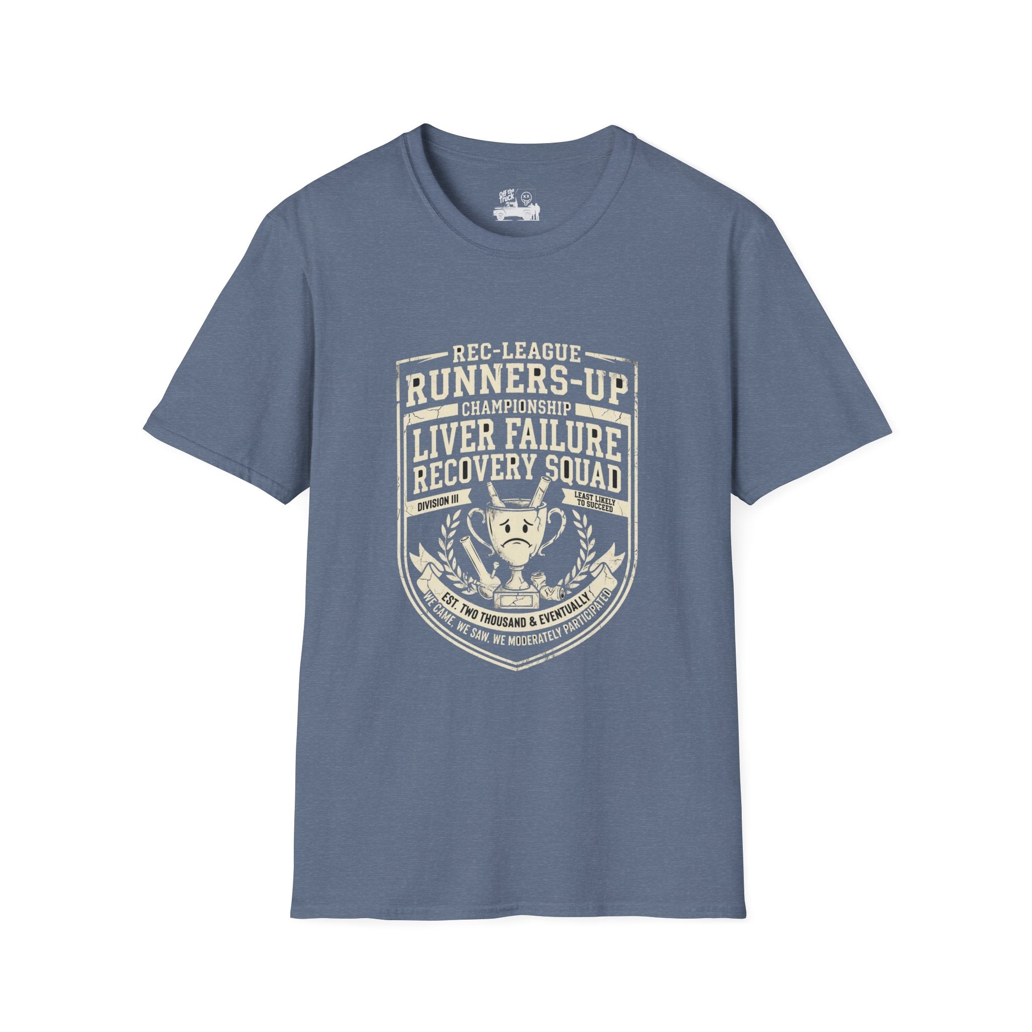 Liver Failure Recovery Squad Rec-League Tee - Heather Indigo - front