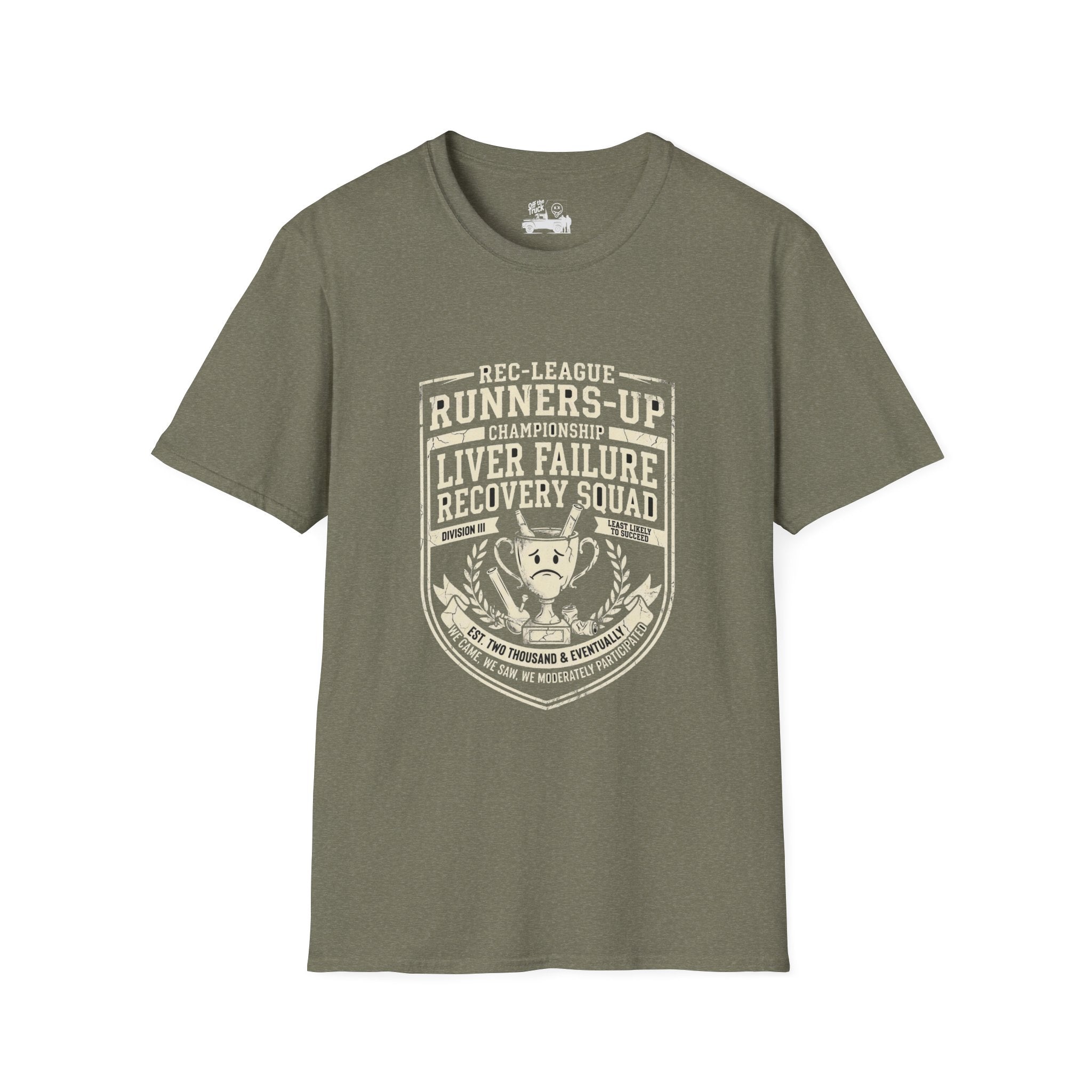Liver Failure Recovery Squad Rec-League Tee - Heather Military Green - front