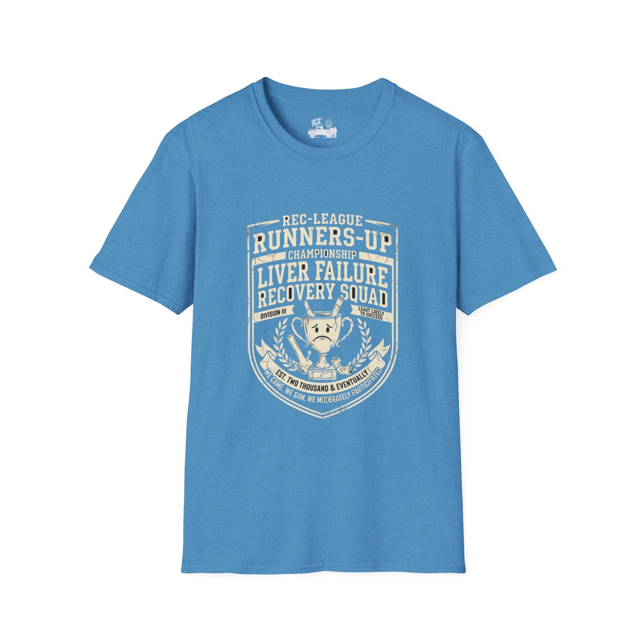 Liver Failure Recovery Squad Rec-League Tee - Heather Sapphire - front